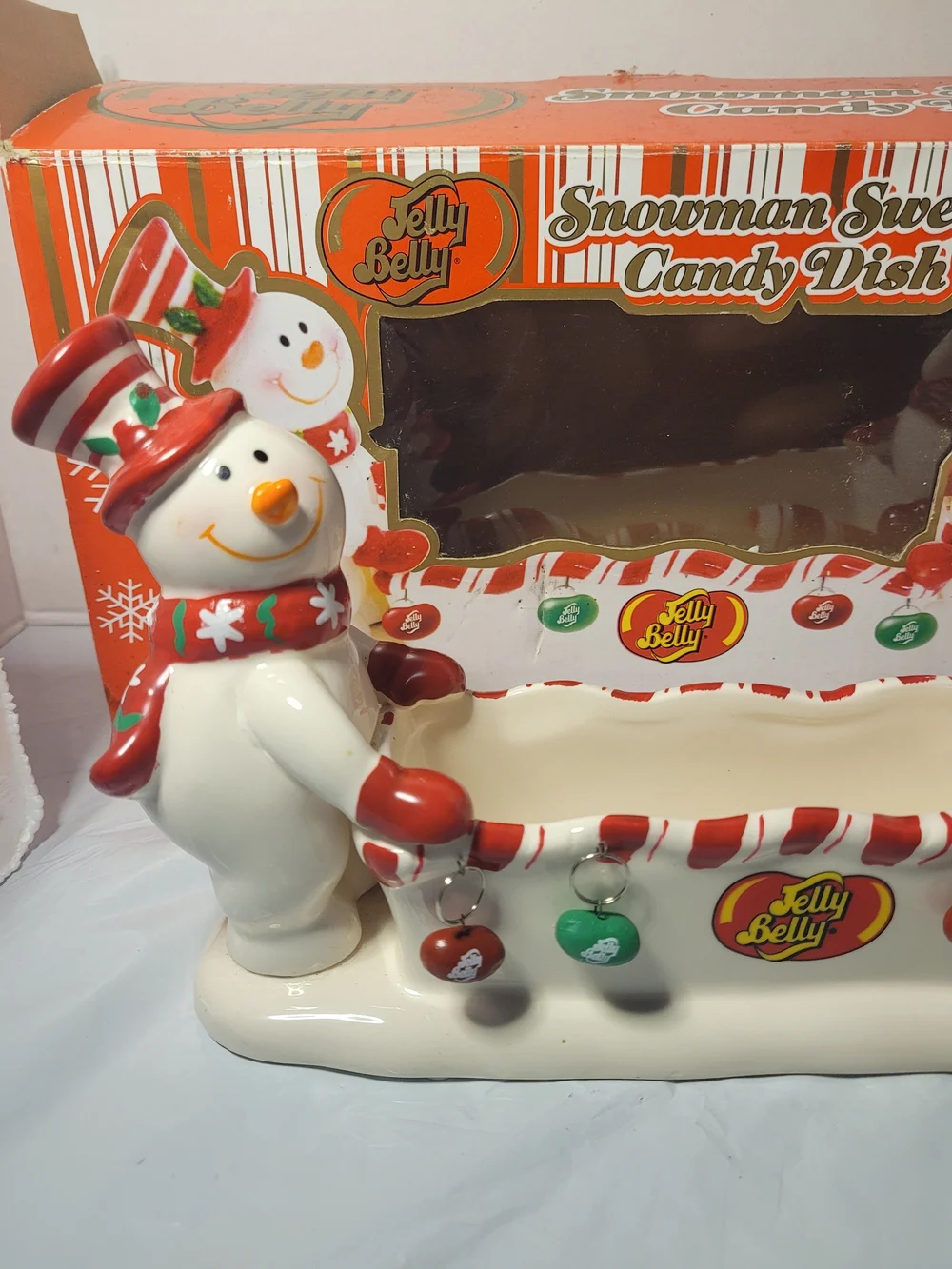2007 Jelly Belly Snowman Sweets Christmas Candy Dish (Z)